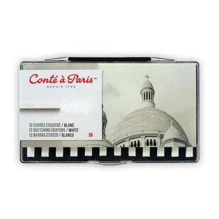 Carrés Esquisse Sketching Pastel Crayons, White 2B, Set of 12