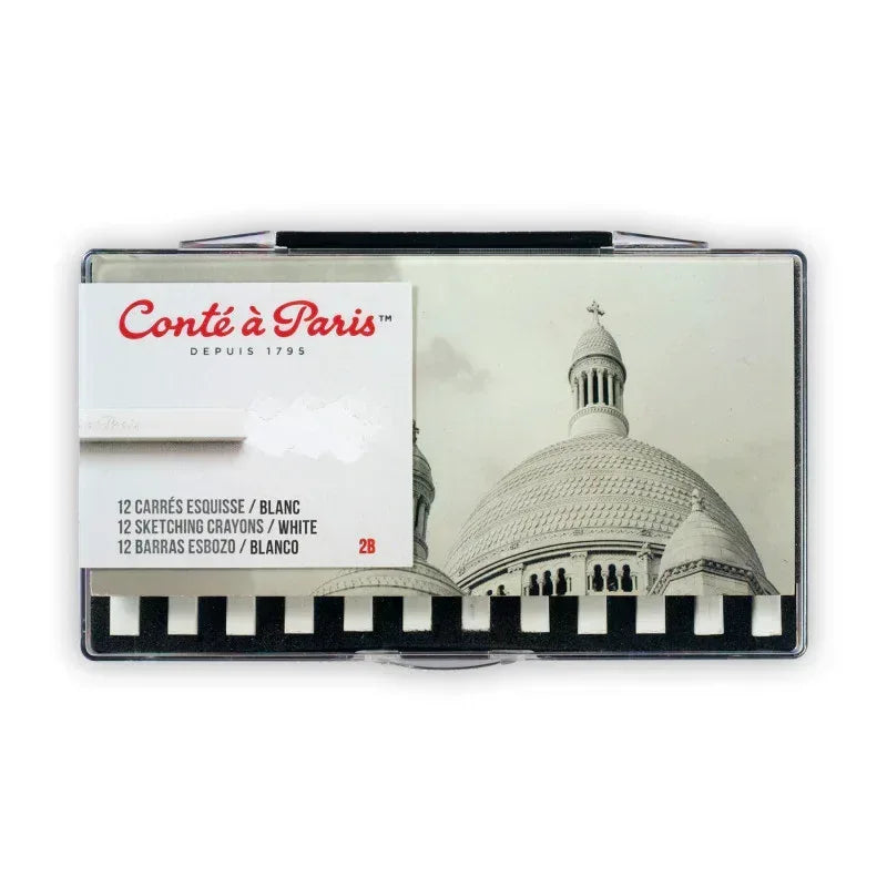 Carrés Esquisse Sketching Pastel Crayons, White 2B, Set of 12