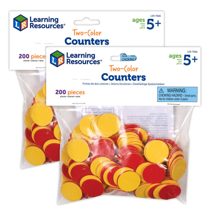 Two-Color Counters, Red and Yellow, 200 Per Pack, 2 Packs