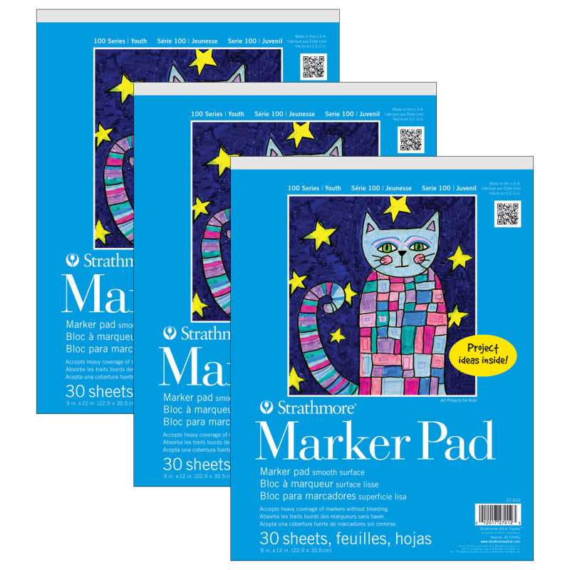 100 Series Marker Pad, 30 Sheet, 9x12 inch, Pack of 3