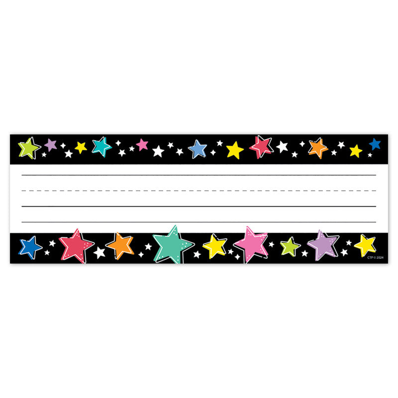 Star Bright Colorful Stars on Black Name Plates, Pack of 36