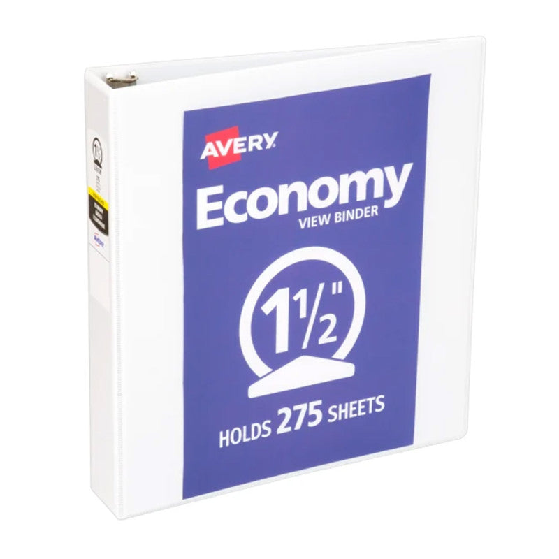 Economy View Binder, 1.5" Round Rings, 275-Sheet Capacity, White