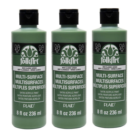 Acrylic Paint Multi-Surface Satin, 8oz., Classic Green, Pack of 3