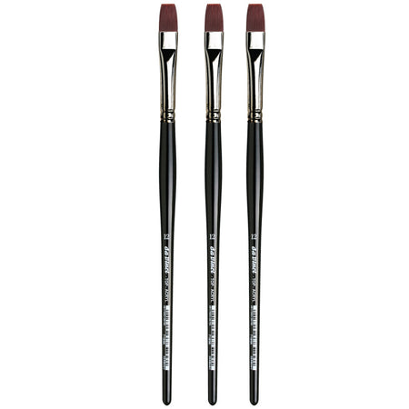 TOP-ACRYL Bright Red-Brown Brush, Synthetic, Acrylic & Oil, Flat, Series 7185K, Size 1, Pack of 3