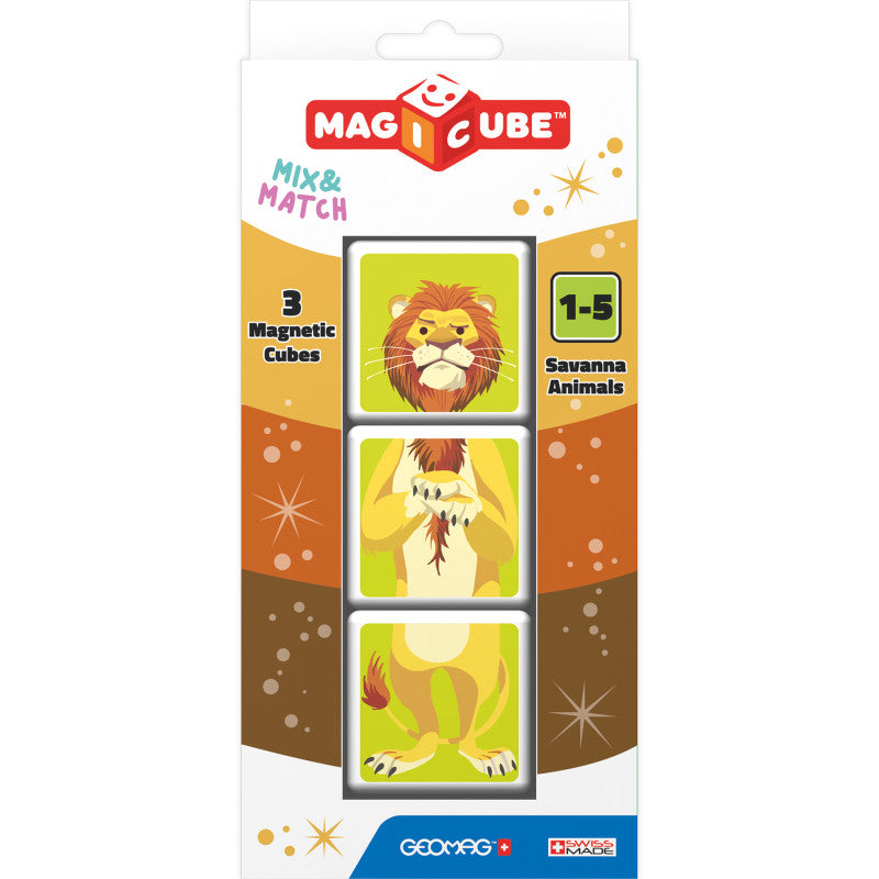 Magicube Mix & Match Savannah Animals, Magnetic Cubes, 3 Pieces