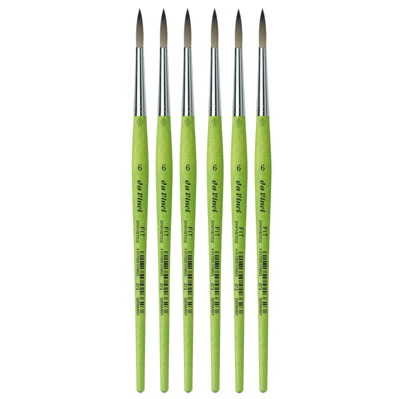 FIT Synthetics Student Brush, Synthetic, Acrylic & Tempera, Round, Series 373, Size 6, Pack of 6