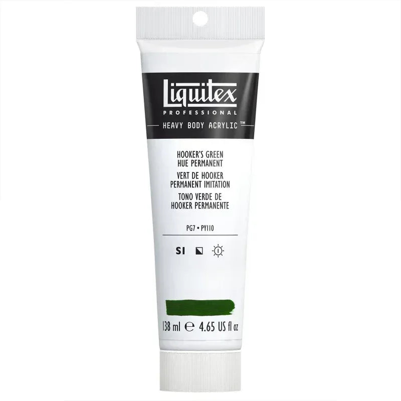 Professional Heavy Body Acrylic Paint, 138 mL Tube, Hooker’s Green Hue Permanent