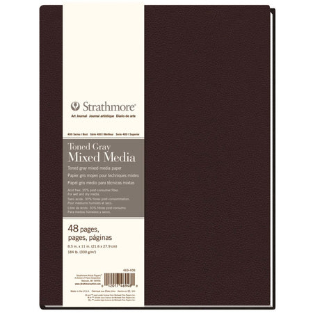 400 Series Art Journal Mixed Media Paper, Toned Gray, Hardbound Binding, 96 Page/48 Sheet, 8.5x11 inch, 1 Count