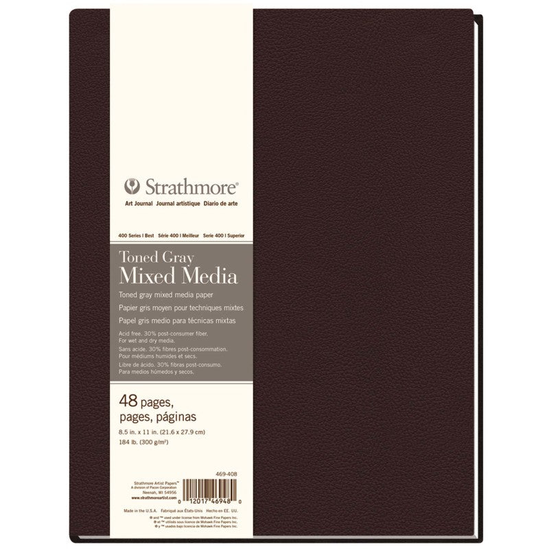 400 Series Art Journal Mixed Media Paper, Toned Gray, Hardbound Binding, 96 Page/48 Sheet, 8.5x11 inch, 1 Count