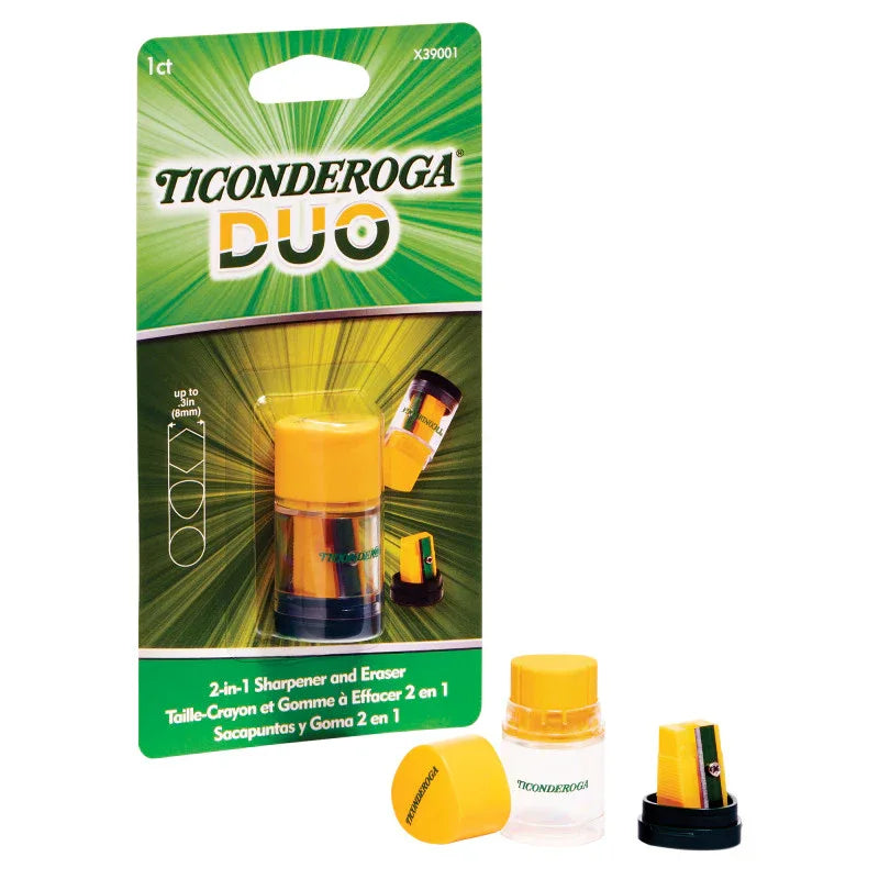 DUO Sharpener/Eraser, Green and Yellow, 1 Count
