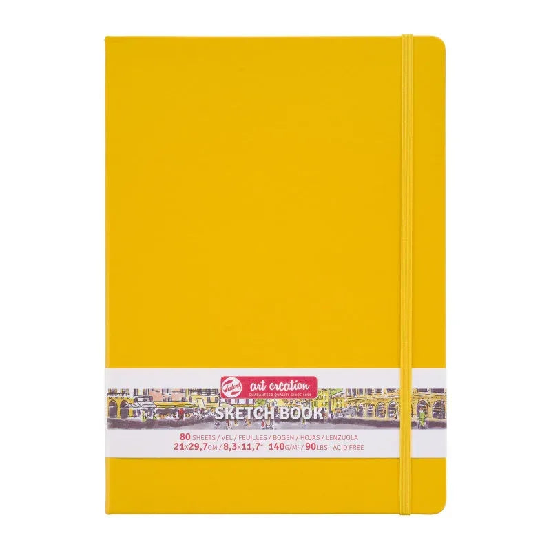 Sketchbook, 80 Sheets, 90lbs, Golden Yellow Cover, 8.3" x 11.7" (A4)