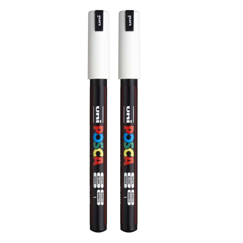 PC-1MR Paint Marker, Extra Fine Pin Tip (0.7 mm), White, Pack of 2