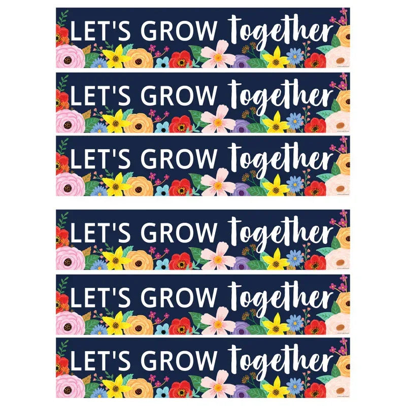 Wildflowers Let's Grow Together Banner, 8" x 39", Pack of 6