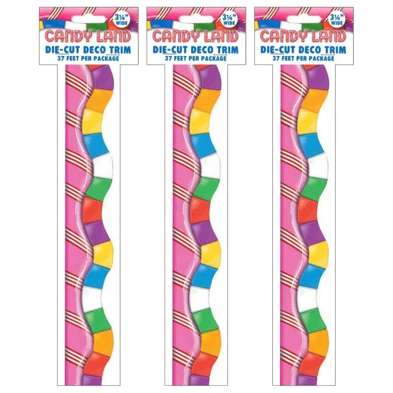 Candy Land&trade; Dimensional Look Extra Wide Die Cut Deco Trim&reg;, 37 Feet Per Pack, 3 Packs