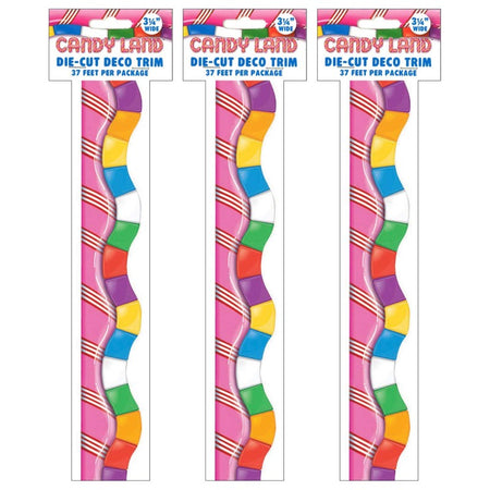 Candy Land&trade; Dimensional Look Extra Wide Die Cut Deco Trim&reg;, 37 Feet Per Pack, 3 Packs