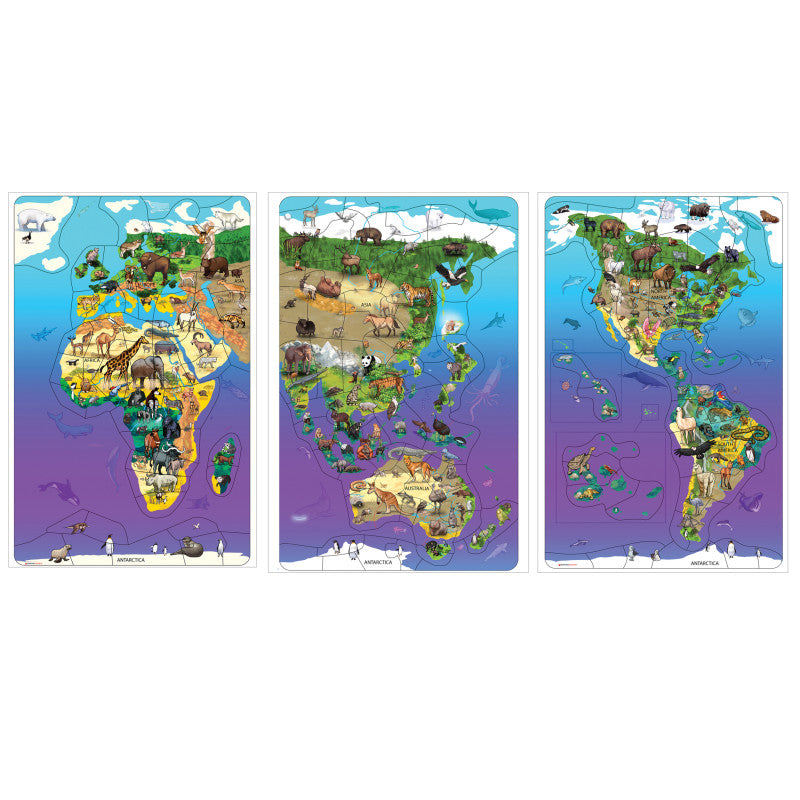 Animal Magnetism&reg; Magnetic Wildlife Map Puzzle Bundle, Set of 3