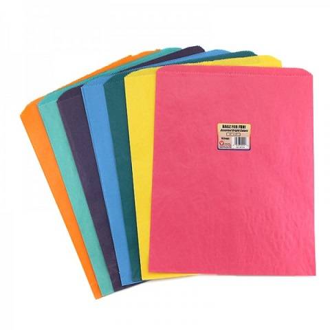 Hygloss Pinch Bottom Paper Bags, 12 by 14-Inch, Assorted Colors, 14-Pack