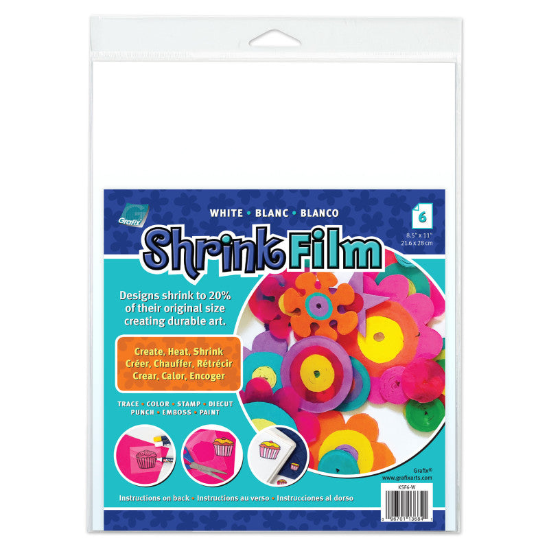 White Shrink Film Sheets, 8.5" x 11", 6-Pack