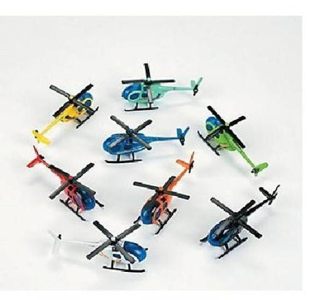 Metal Die cast Helicopters - Assorted colors , 12 Per Pack