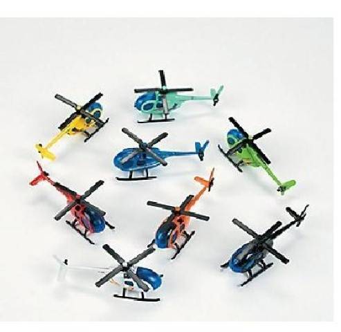 Metal Die cast Helicopters - Assorted colors , 12 Per Pack