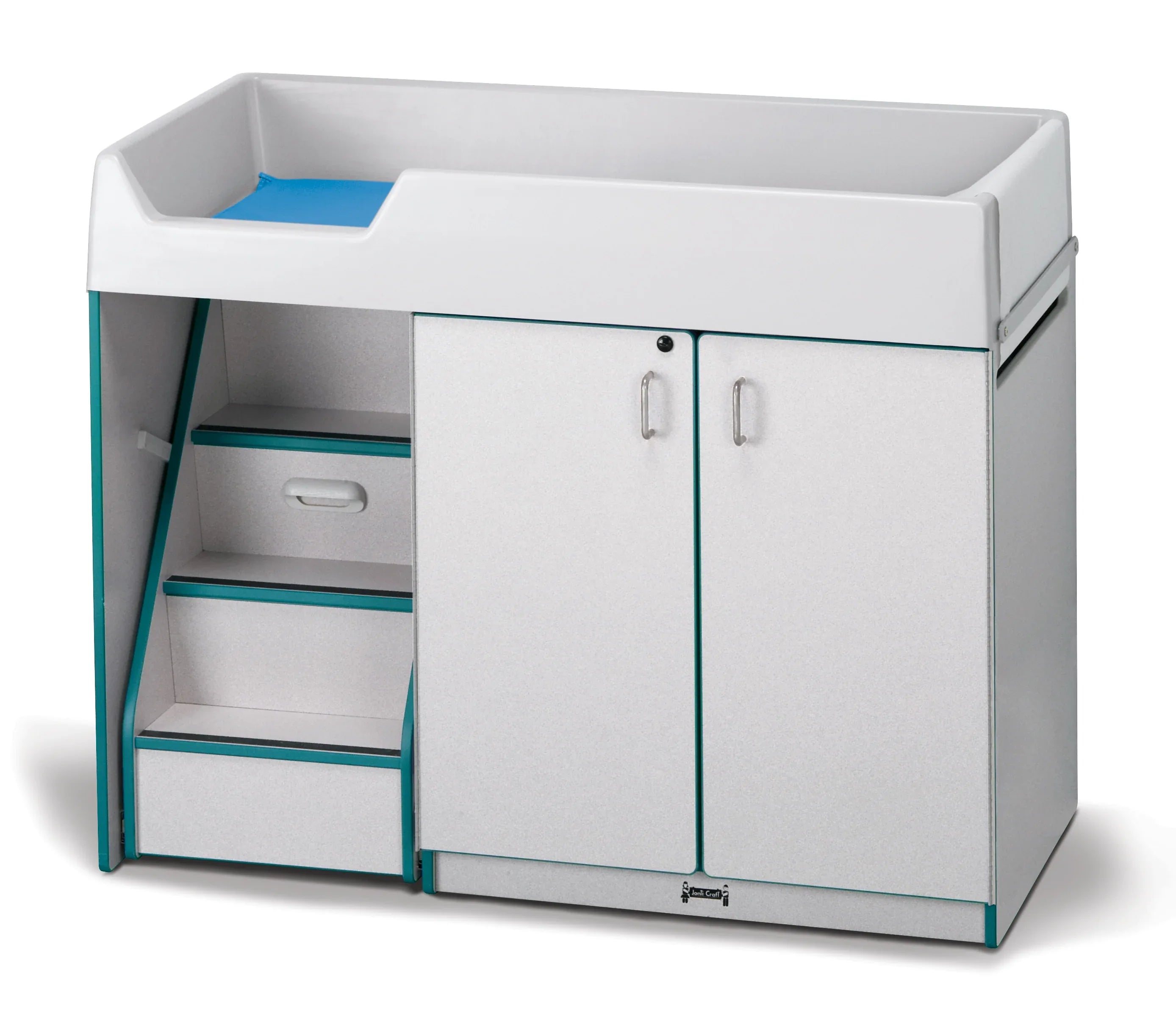 Rainbow Accents® Diaper Changer with Stairs - Left - Teal