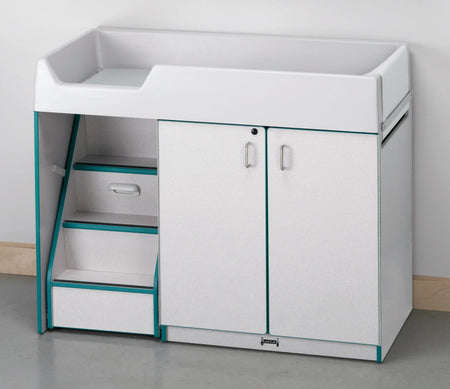 Rainbow Accents® Diaper Changer with Stairs - Left - Teal