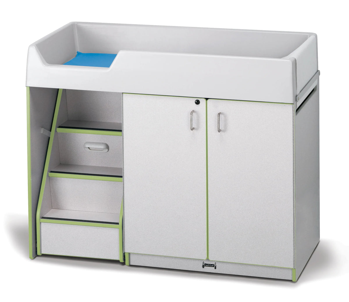 Rainbow Accents® Diaper Changer with Stairs - Left - Key Lime Green
