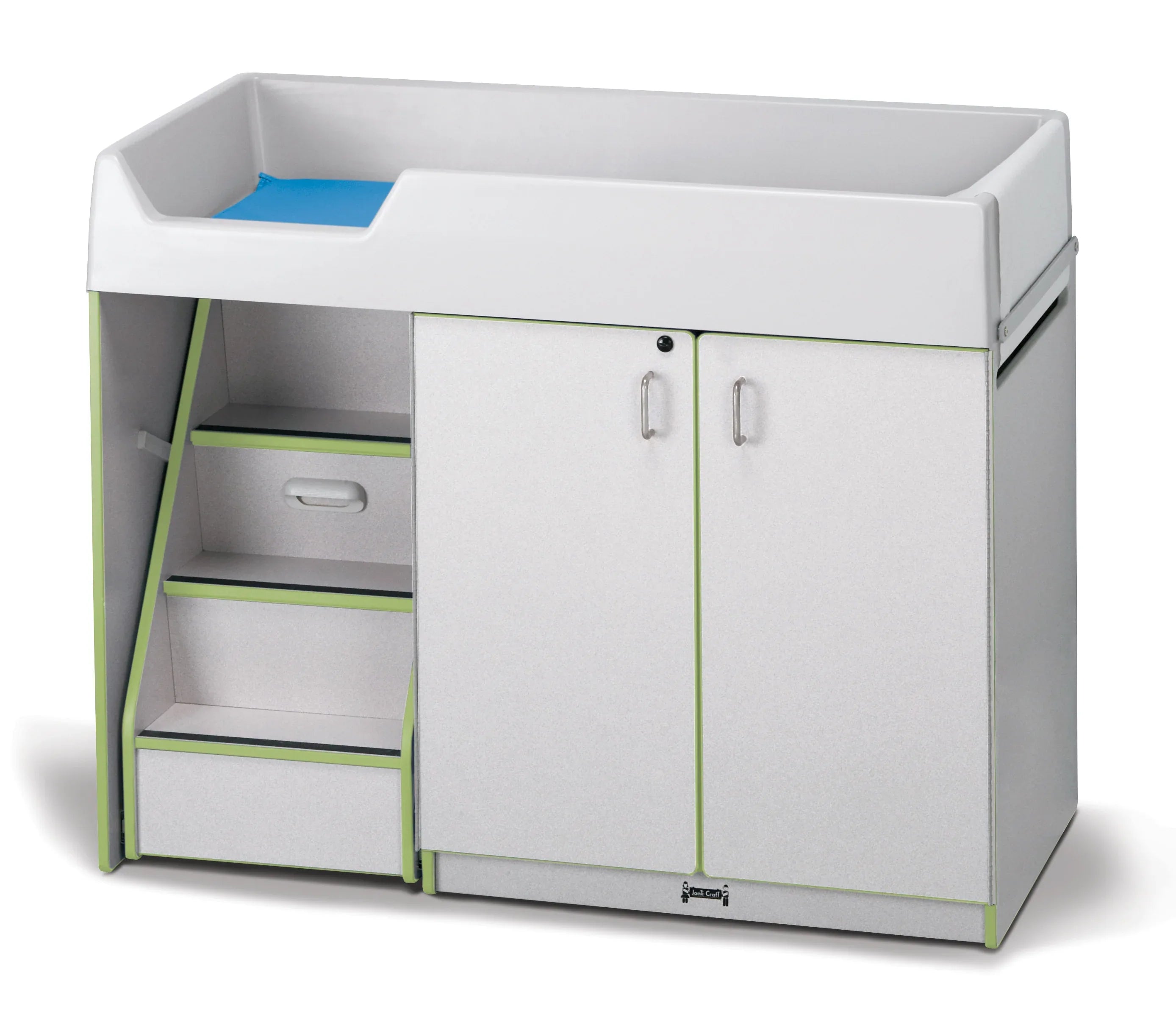Rainbow Accents® Diaper Changer with Stairs - Left - Key Lime Green