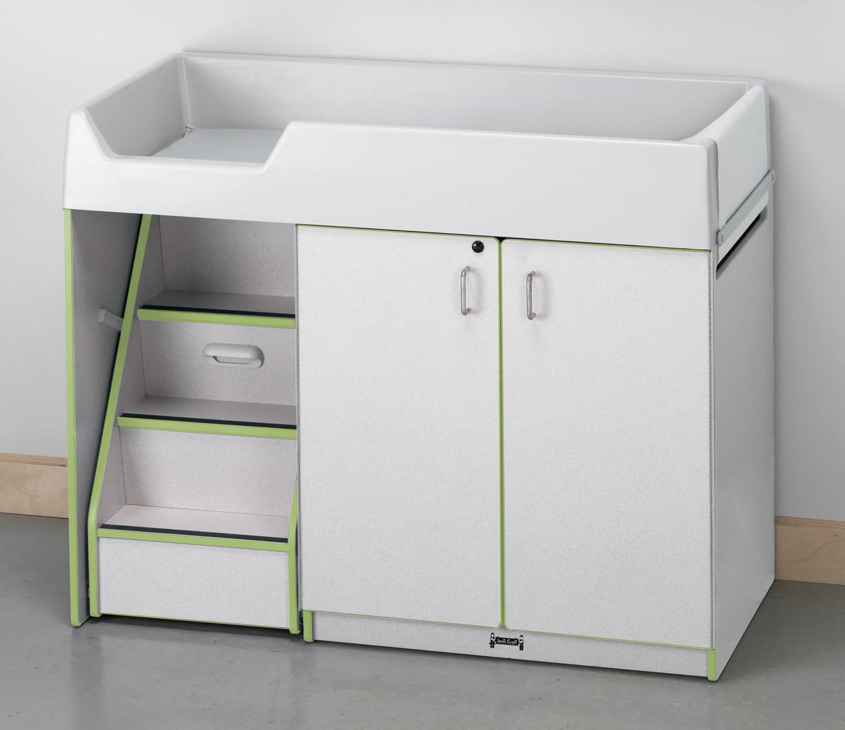Rainbow Accents® Diaper Changer with Stairs - Left - Key Lime Green