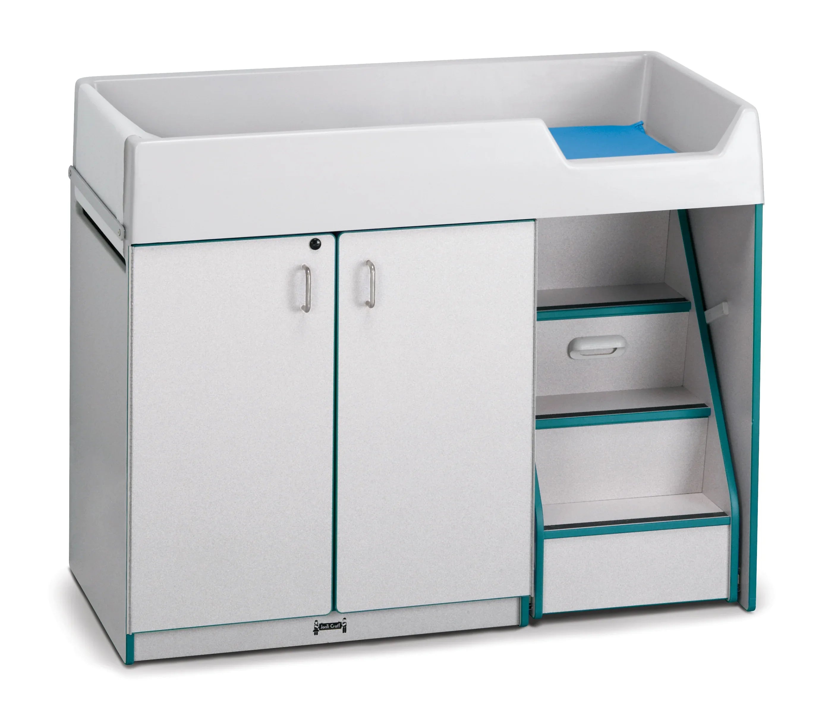 Rainbow Accents® Diaper Changer with Stairs - Right - Teal
