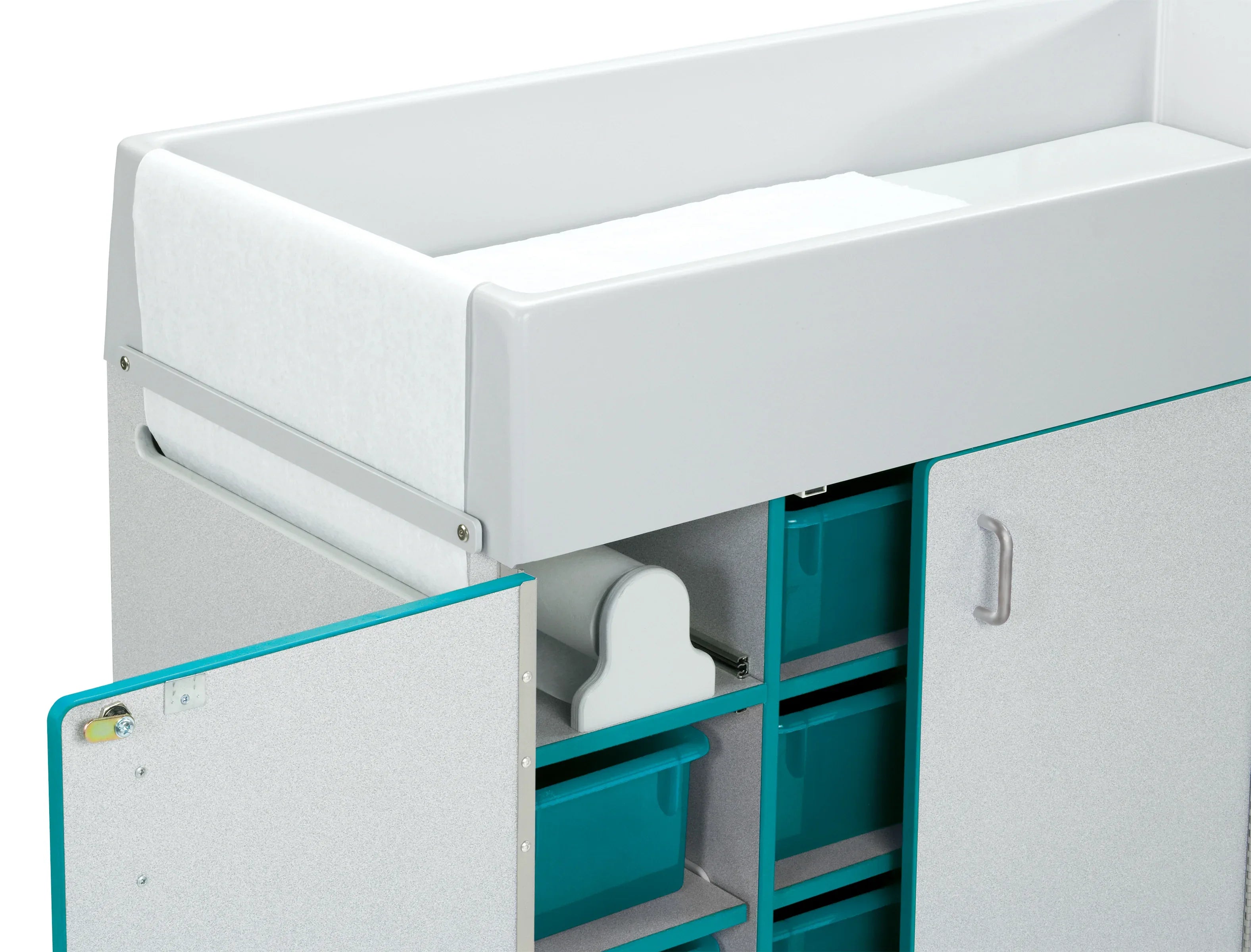 Rainbow Accents® Diaper Changer with Stairs - Right - Teal