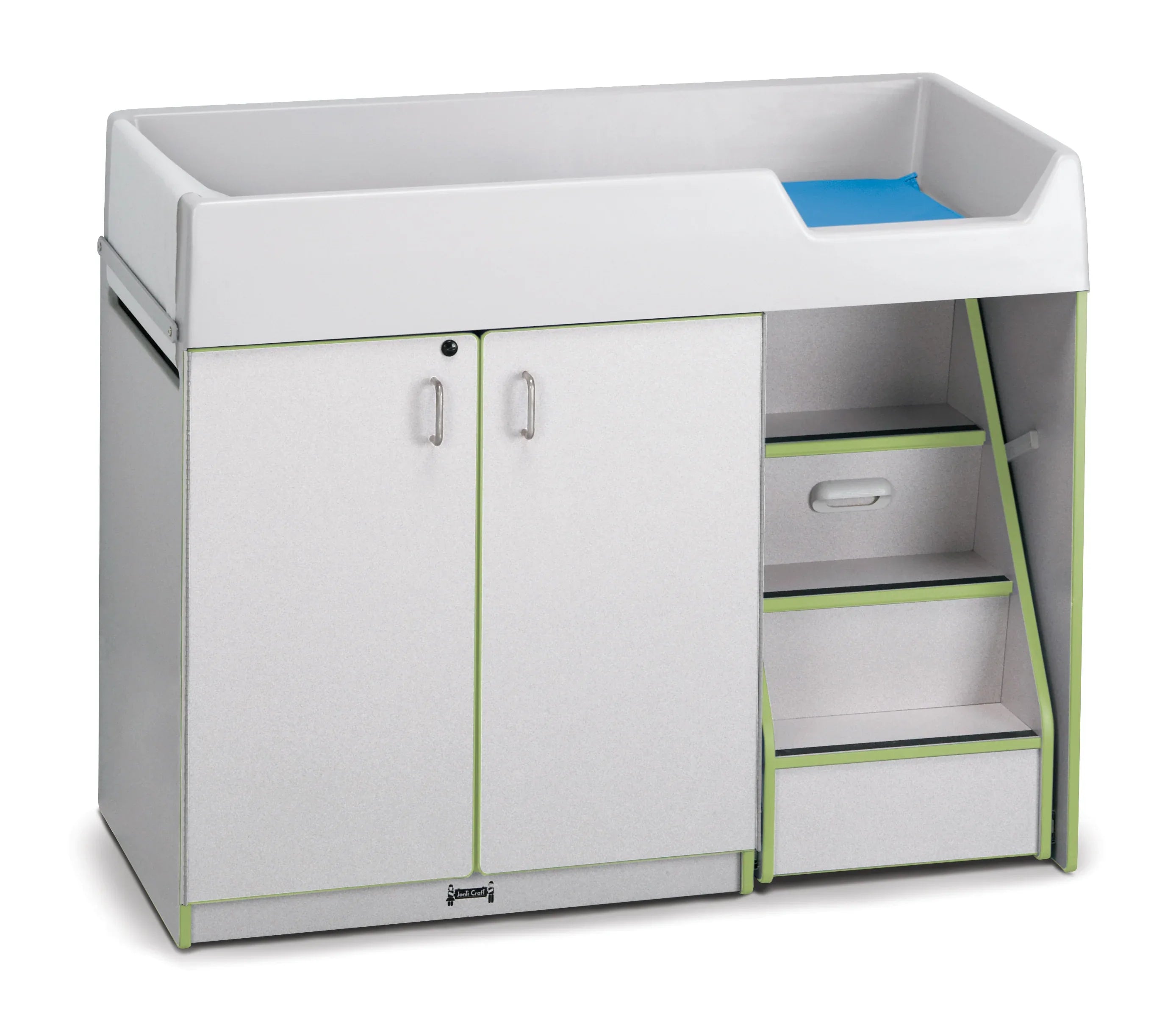 Rainbow Accents® Diaper Changer with Stairs - Right - Key Lime Green