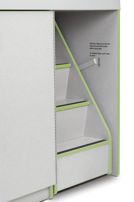 Rainbow Accents® Diaper Changer with Stairs - Right - Key Lime Green