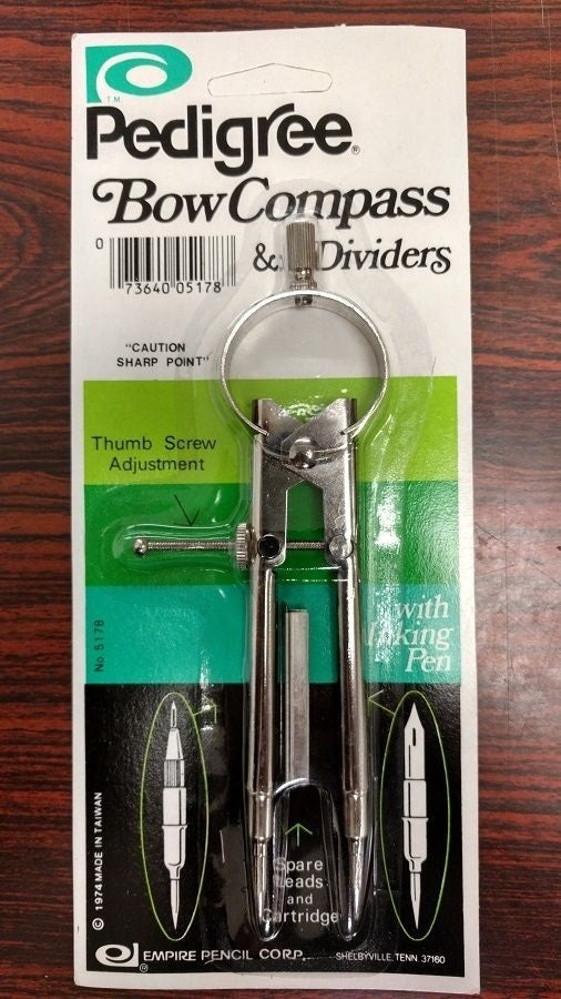 Pedigree Bow Compass Dividers Engineering Drafting Blueprints New Art C1