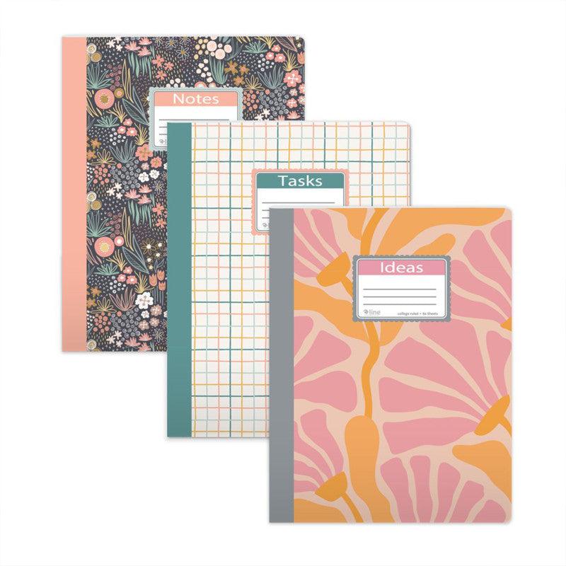 Decorative Composition Books, Assorted Designs, 3-Pack