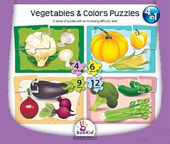 4 in 1 Increasing Difficulty Kid Puzzle for Kids - Vegetables & Colors