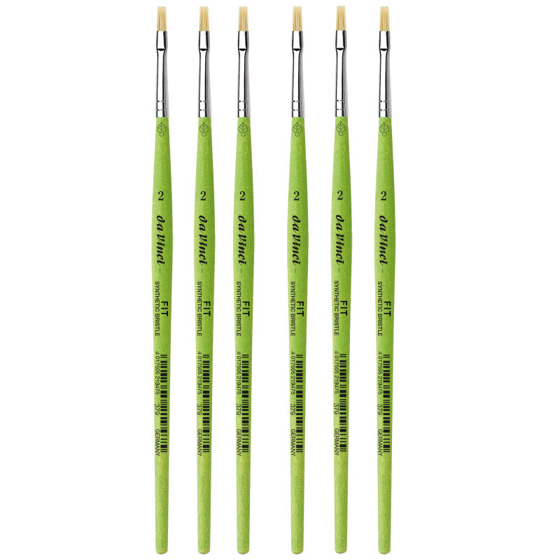 FIT Synthetics Student Brush, Synthetic, Acrylic & Oil, Flat, Series 379, Size 2, Pack of 6