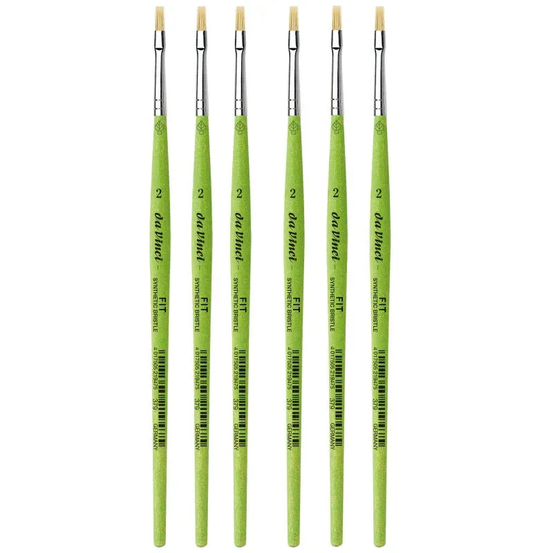 FIT Synthetics Student Brush, Synthetic, Acrylic & Oil, Flat, Series 379, Size 2, Pack of 6