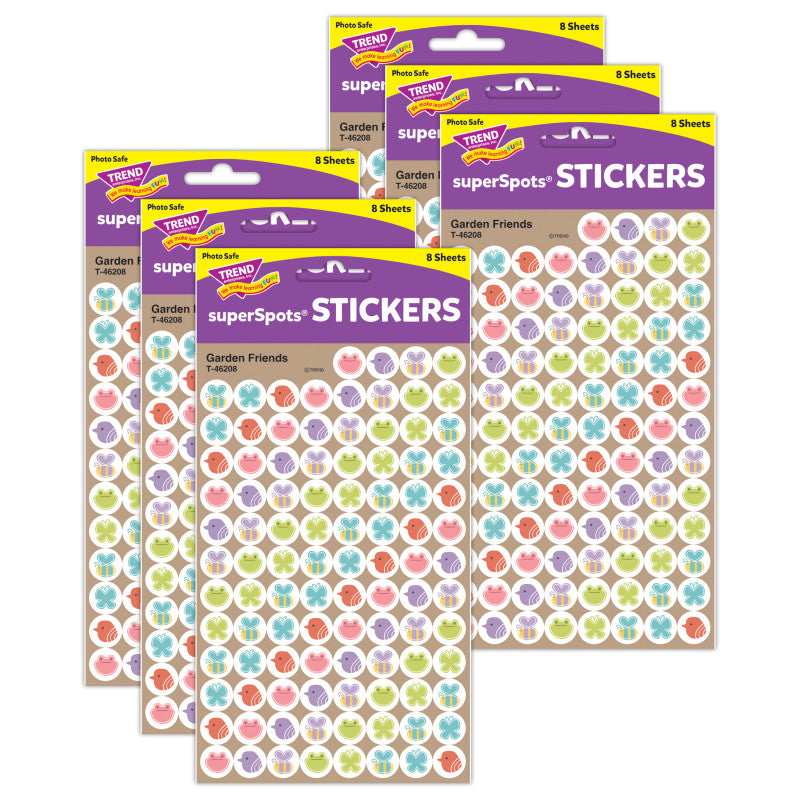 Garden Friends superSpots&reg; Stickers, 800 Per Pack, 6 Packs