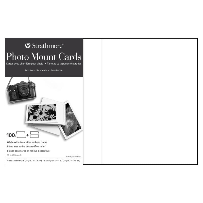 Photo Mount Cards & Envelopes, Decorative Embossed Border, 5x6.875 inch, 100 Pack