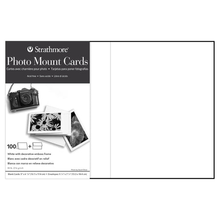 Photo Mount Cards & Envelopes, Decorative Embossed Border, 5x6.875 inch, 100 Pack