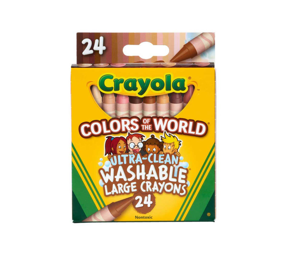 Colors of the World Large Ultra Clean Washable Crayons, 24 Count, (BIN52-0134)