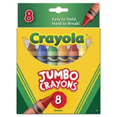 Crayola® Jumbo Crayons, 5" x 9/16", 8 color set (BIN520389)