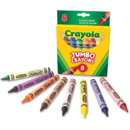 Crayola® Jumbo Crayons, 5" x 9/16", 8 color set (BIN520389)