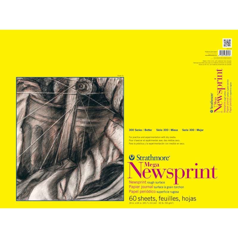 300 Series Newsprint Paper Pad, 18" x 24", 60 Sheets