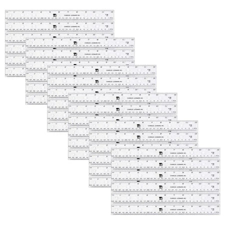 Charles Leonard Plastic Ruler, 12-Inch, Clear, Pack of 36