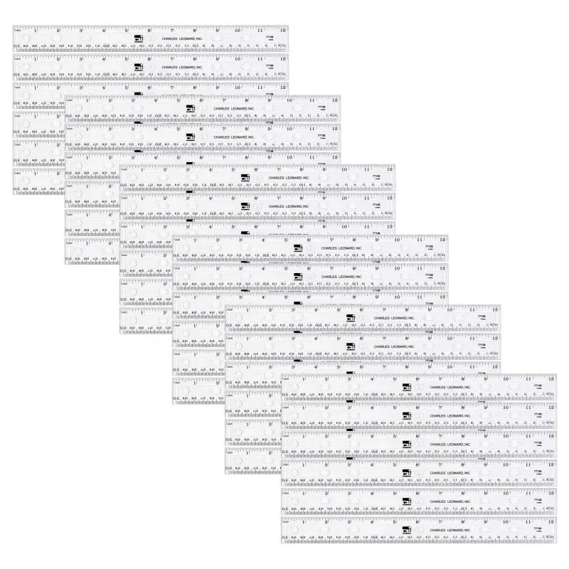 Charles Leonard Plastic Ruler, 12-Inch, Clear, Pack of 36