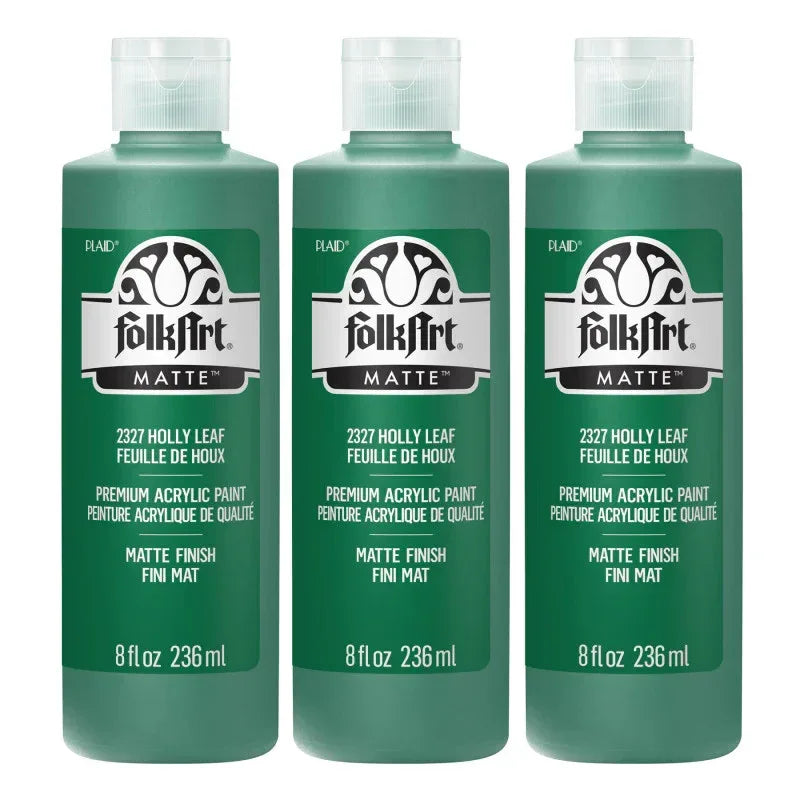 Acrylic Paint Matte, 8oz., Holly Leaf, Pack of 3