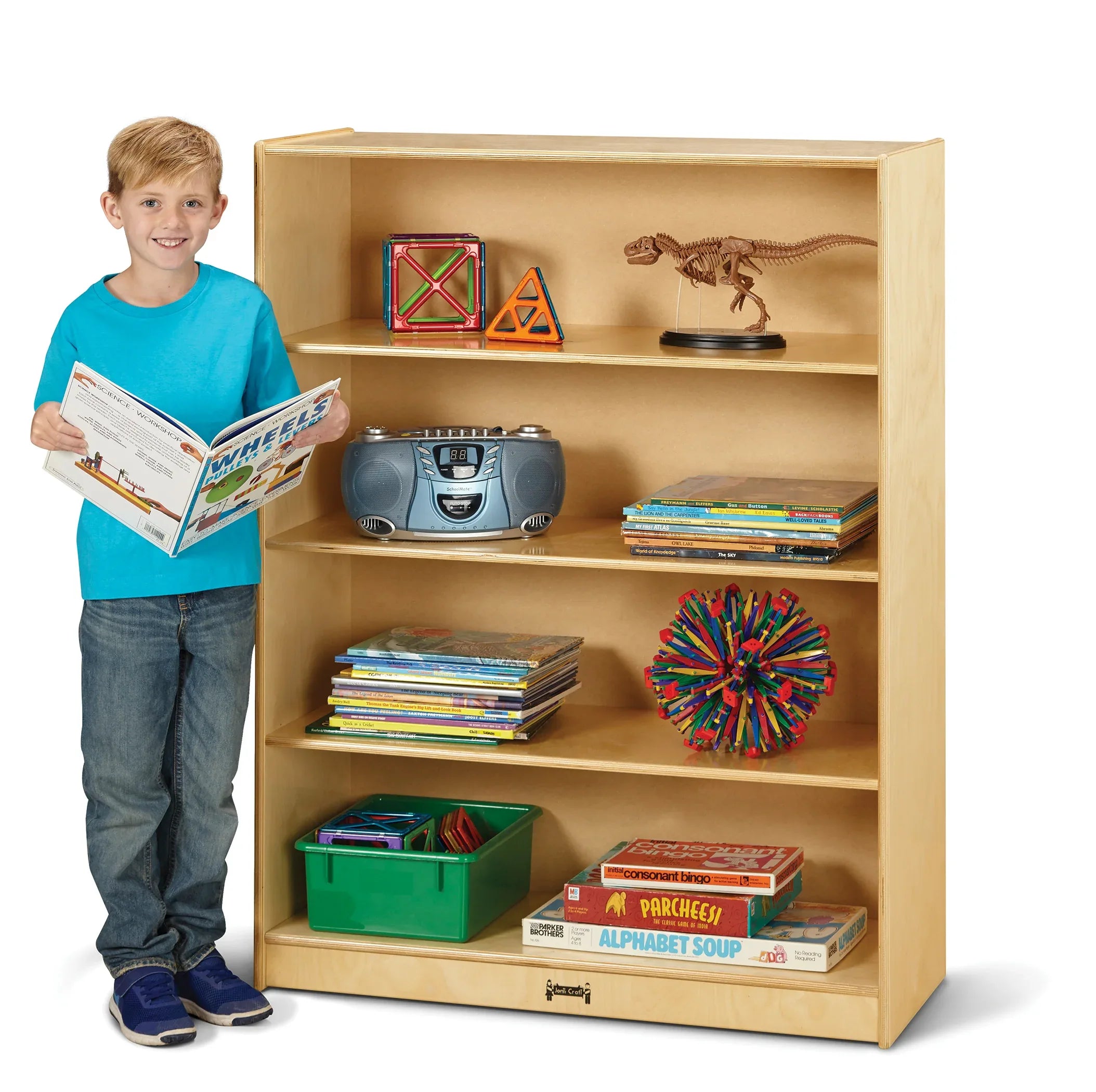 Jonti-Craft® Tall Fixed Straight-Shelf Bookcase - Magnetic Write-n-Wipe Back