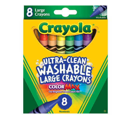 Crayola® Ultra Clean Washable Large Crayons, 4" x 7/16", 8 colors (BIN523280)